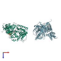 PDB entry 2h3w coloured by chain, top view.