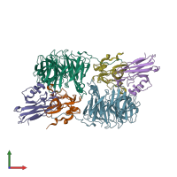 PDB entry 2h3x coloured by chain, front view.