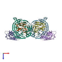 PDB entry 2h3x coloured by chain, top view.