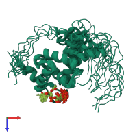 PDB entry 2h3z coloured by chain, ensemble of 20 models, top view.