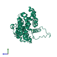 PDB entry 2h40 coloured by chain, side view.