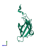 PDB entry 2h41 coloured by chain, side view.