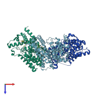 PDB entry 2h42 coloured by chain, top view.