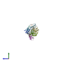 PDB entry 2h4c coloured by chain, side view.