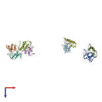 PDB entry 2h4c coloured by chain, top view.