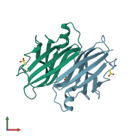 PDB entry 2h4e coloured by chain, front view.