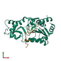 PDB entry 2h4f coloured by chain, front view.