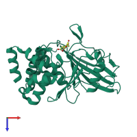 PDB entry 2h4g coloured by chain, top view.