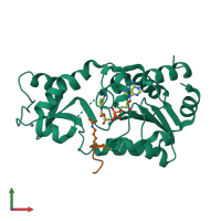 PDB entry 2h4h coloured by chain, front view.