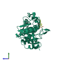 PDB entry 2h4k coloured by chain, side view.