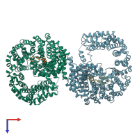 PDB entry 2h4m coloured by chain, top view.