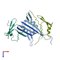 PDB entry 2h4o coloured by chain, top view.