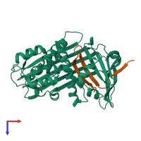 PDB entry 2h4p coloured by chain, top view.