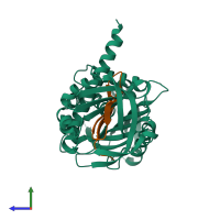 PDB entry 2h4q coloured by chain, side view.
