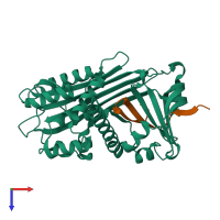 PDB entry 2h4q coloured by chain, top view.
