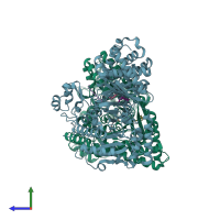 PDB entry 2h4t coloured by chain, side view.