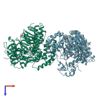PDB entry 2h4t coloured by chain, top view.