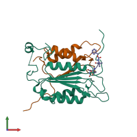 PDB entry 2h4w coloured by chain, front view.