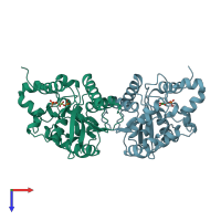 PDB entry 2h4z coloured by chain, top view.