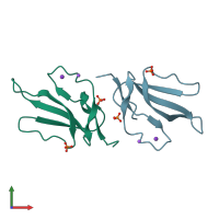 PDB entry 2h5f coloured by chain, front view.