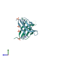 PDB entry 2h5f coloured by chain, side view.