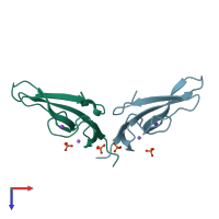 PDB entry 2h5f coloured by chain, top view.