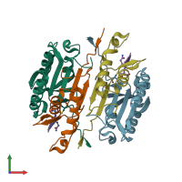 PDB entry 2h5j coloured by chain, front view.