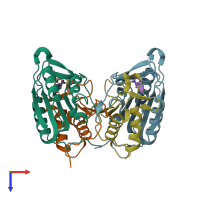 PDB entry 2h5j coloured by chain, top view.