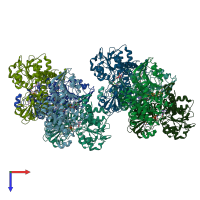PDB entry 2h5l coloured by chain, top view.