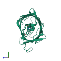 PDB entry 2h5p coloured by chain, side view.