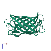 PDB entry 2h5p coloured by chain, top view.
