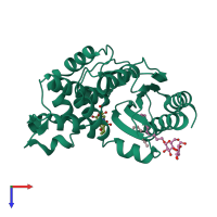 PDB entry 2h5s coloured by chain, top view.