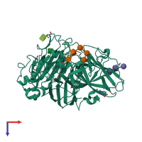 PDB entry 2h5u coloured by chain, top view.