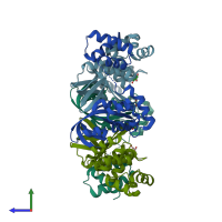 PDB entry 2h5x coloured by chain, side view.