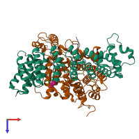 PDB entry 2h6h coloured by chain, top view.