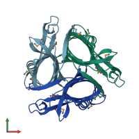 PDB entry 2h6l coloured by chain, front view.