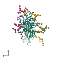 PDB entry 2h6o coloured by chain, side view.