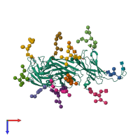 PDB entry 2h6o coloured by chain, top view.