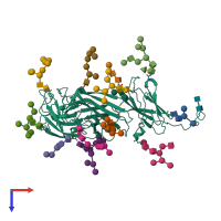 PDB entry 2h6o coloured by chain, top view.