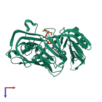 PDB entry 2h6t coloured by chain, top view.