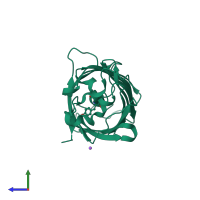 PDB entry 2h6v coloured by chain, side view.