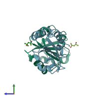 PDB entry 2h6x coloured by chain, side view.