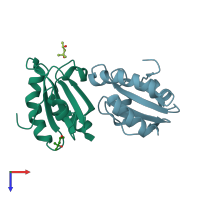 PDB entry 2h6x coloured by chain, top view.