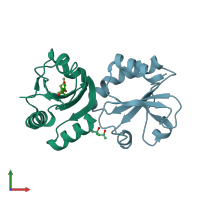 PDB entry 2h70 coloured by chain, front view.