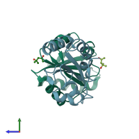 PDB entry 2h71 coloured by chain, side view.