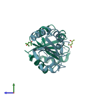 PDB entry 2h73 coloured by chain, side view.