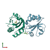 PDB entry 2h75 coloured by chain, front view.