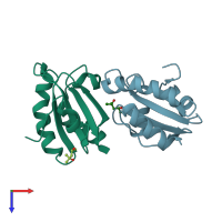 PDB entry 2h75 coloured by chain, top view.