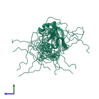 PDB entry 2h7a coloured by chain, ensemble of 20 models, side view.