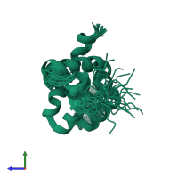 PDB entry 2h7b coloured by chain, ensemble of 20 models, side view.